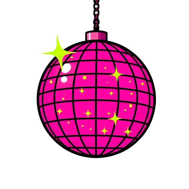 Pink disco ball illustration