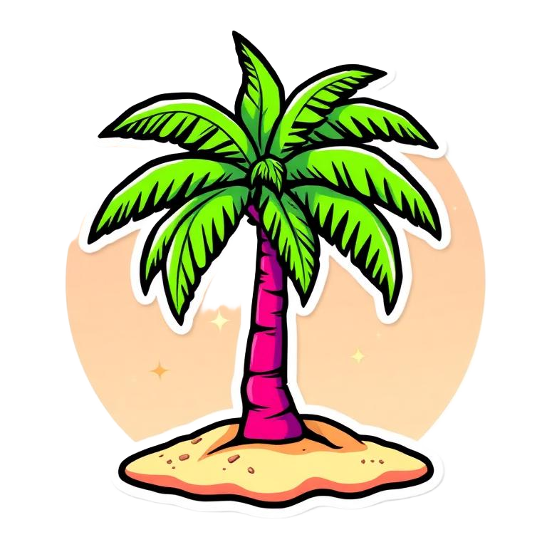 Palm tree on an island illustration